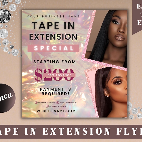 Tape In Extension Flyer, Tape In Extension, Hair Flyer Fall, Diy Hair Flyer, Hair Extension Post, Tape In Flyer