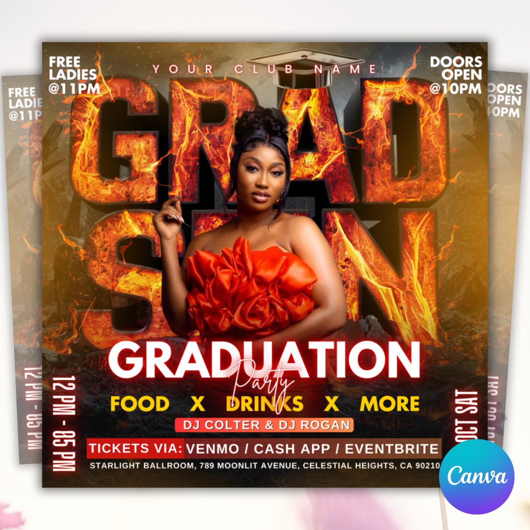 Grad Week Flyer Graduation Party Flyer, Grad Party Invite, Class of 2025, Graduate ...