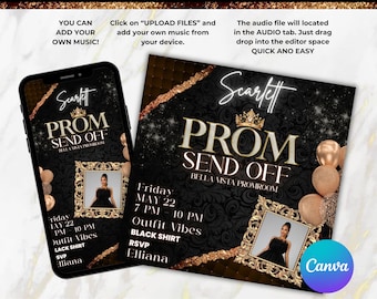 Prom Invitation, Prom Send Off Flyer, Prom Invitation Flyer, Prom Flyer, Prom Sale Flyer, Prom Party Invite, Editable Template in Canva