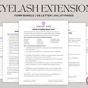 Formulaires d'extension de cils, Modèles de cils modifiables, Formulaires d'esthéticienne, Renonciation aux cils, Cartes de suivi des cils, Canva, Téléchargement numérique