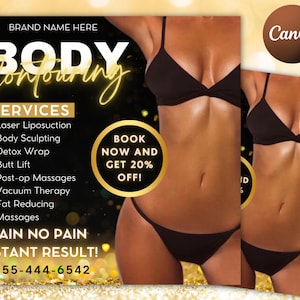 Body Contouring Flyer, Body Contour Flyer, DIY Flyer Template, Body Spa Flyer, Body Sculpting Flyer, Social Media Flyer