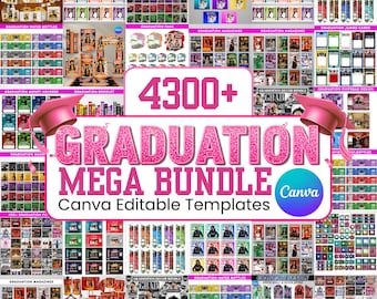 Plus de 4 300 modèles de Mega Bundle de remise des diplômes, Bundle fête des diplômés de la promotion 2026, Diplômé, Décoration, Journal, Étole, Magazine, Éventail de pagaie, Bannière, Designs de t-shirt