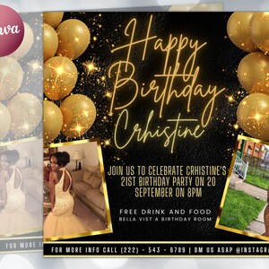 Editable Birthday Flyer, Birthday Girl Invitation, Birthday Flyer Girl, Happy Birthday Flyer, Birthday Party Invitation, Party invitation
