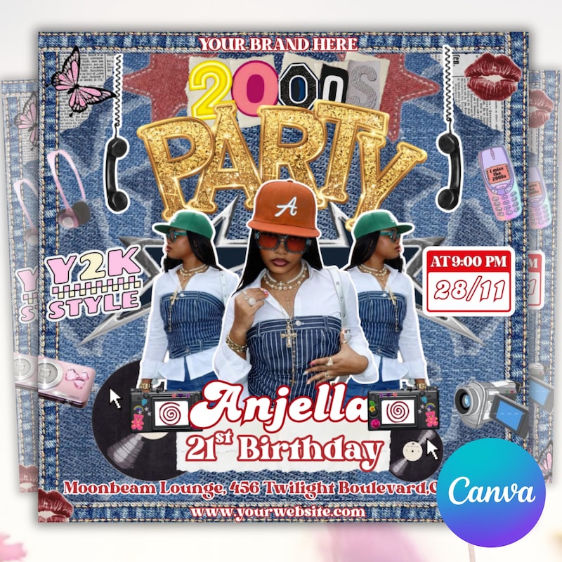 An Early 2000's Birthday Flyer Editable Template (OG Edition) main image 1