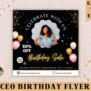 Birthday Sale Flyer, Sale Flyer, Flyer Design, Owner Birthday Flyer, Hair Flyer, Business Flyer, Birthday Event Flyer, Celebration Flyer