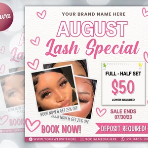 August Bookings Flyer, August Bookings Available, Lash Flyer, August Appointment Flyer, August Calendar Flyer, Booking Flyer, Makeup Flyer