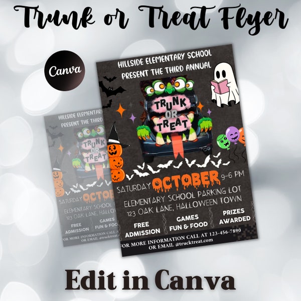 Trunk or Treat Invitation | Halloween | Trunk or Treat Flyer | School Fall Festival | Church Halloween Event | Template | Instant Download