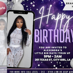 Birthday Flyer, Birthday Girl Invitation, Happy Birthday Flyer, Birthday Party Invitation, Birthday Flyer Girl, Birthday Party Invite