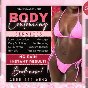 Body Sculpting Flyer, Body Contour Flyer, Body Contouring Flyer, DIY Flyer Template, Body Spa Flyer, Social Media Flyer