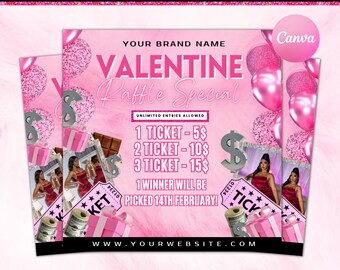 Valentines Raffle Flyer, Valentine Day Giveaway Flyer, DIY Flyer Template Design, Valentine's Raffle Ticket Flyer, Giveaway Flyer Valentine
