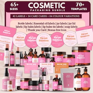 Cosmetic Labels Bundle, Editable Skincare Label Templates, Product Label Template, Custom Body Product Label DIY Branding Kit
