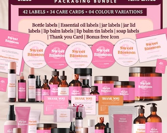 Cosmetic Labels Bundle, Editable Skincare Label Templates, Product Label Template, Custom Body Product Label DIY Branding Kit
