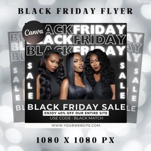 Black Friday Flyer, Black Friday Sale Flyer, Black Friday Hair flyer, Black Friday Wig Flyer, Social Media Flyer, Black Friday Flyer Canva