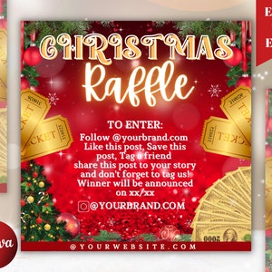 Christmas Raffle Flyer, Contest flyer, Giveaway Flyer, Holiday Flyer, Instagram Flyer, Raffle Flyer, Raffle Ticket Flyer, Social Media Flyer