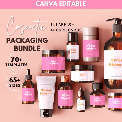 Cosmetic Labels Bundle, Editable Skincare Labels Design, Beauty Product Label Template, Custom Body Product Label Sticker, DIY Branding Kit