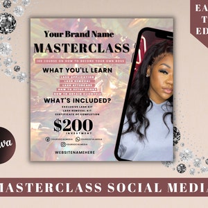 Masterclass Flyer, Diy Masterclass, Flyer Designs, Appointment Flyer, Masterclass Flyer, Masterclass Landing, Master Lash Class