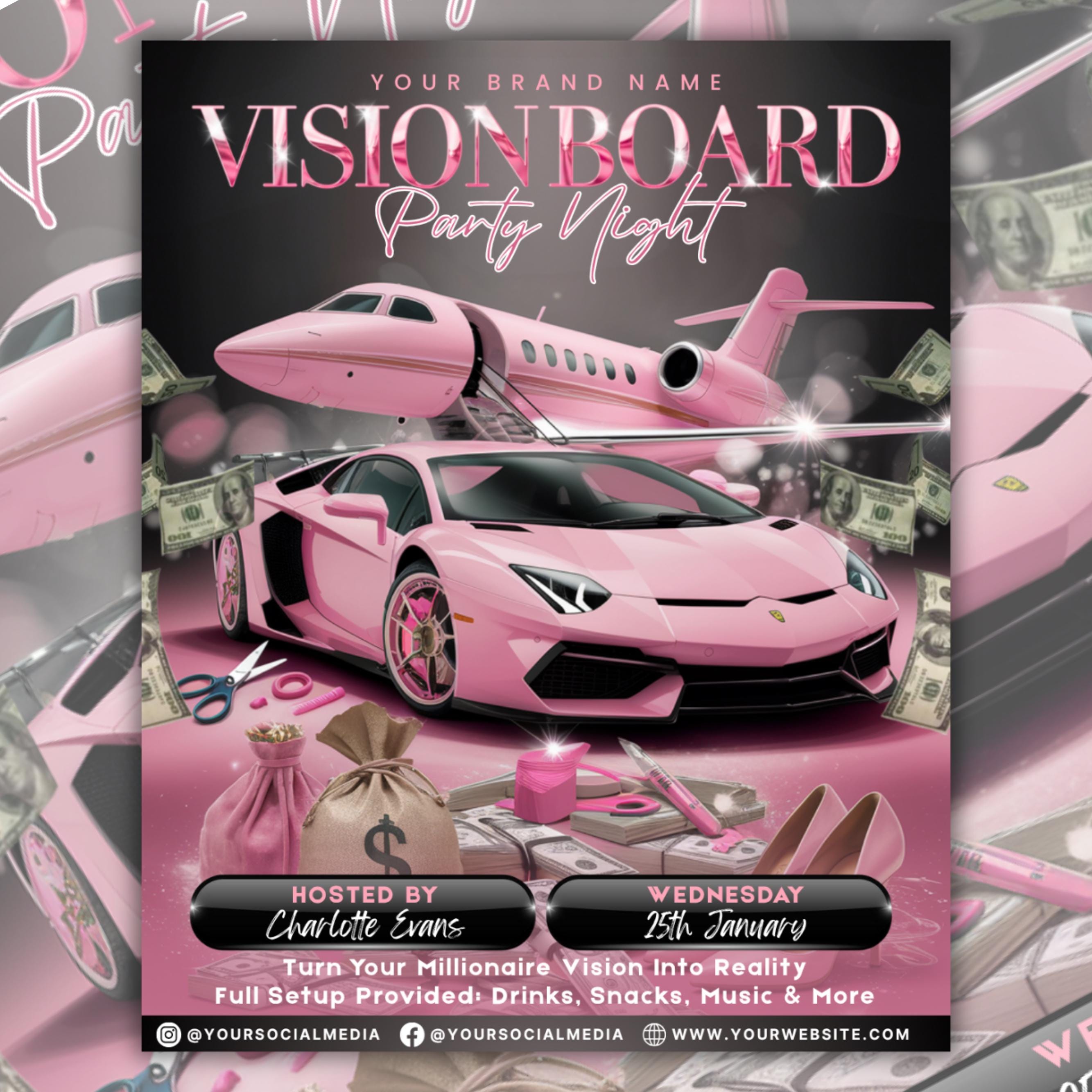Vision Board Flyer, Vision Board Party Flyer,manifesting Event Flyer