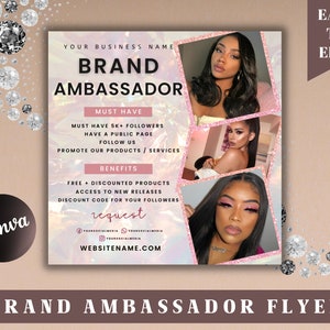 Ambassador Flyer Template, Brand Ambassador Flyer Template, Makeup Ambassador Template For Branding Your Business