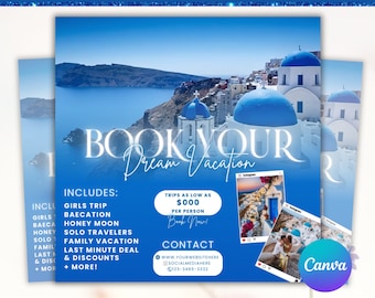 Travel Agent Flyer, DIY E-Flyer Template, Travel Flyer, Vacation Flyer, Travel Agency, Social Media Flyer, Canva Editable, Instant Download