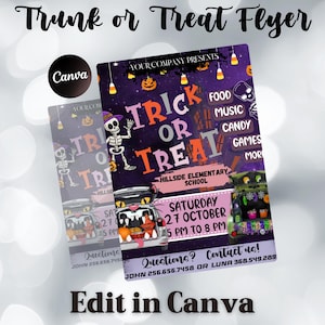 EDITABLE Trunk or Treat, Halloween Flyer, Trunk or Treat Invitation Printable Halloween Invitation, Community Event, Halloween Party Invite