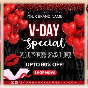 Valentines Day Sale Flyer, Valentine&#39;s Day Flyer, Makeup Flyer, Book Now Flyer, Vday Sale Flyer| DIY February Valentines Day