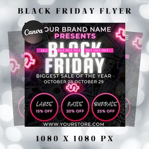 Black Friday Flyer, DIY Pink Friday Flyer, Editable Canva template, Black Friday Sale Flyer, Black Friday Flyer Instagram Stories