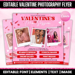 Valentines Photography Flyer, Valentine&#39;s Mini Session Flyer, Photography Flyer, Valentines Flyer, Photography Template, Photography Booking