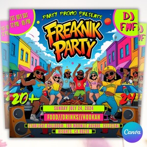 Freaky Kinky Party Flyer, Food Drink Hookah Flyer, Sunday Funday Night Club Flyer Template, DIY Event Party Flyer, Canva Template, Ybor City