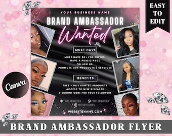 Botschafter Flyer Vorlage, Brand Ambassador Flyer Template, Social Media Flyer, Lash Ambassador, Makeup Ambassador, Makeup Flyer