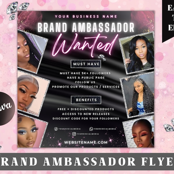 Ambassador Flyer Template, Brand Ambassador Flyer Template, Social Media Flyer, Lash Ambassador, Makeup Ambassador, Makeup Flyer