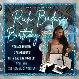 Birthday Flyer, Custom Editable Templates, Instagram Business Canva Flyer, Print At Home, Instant Download, DIY Template, Birthday Glam
