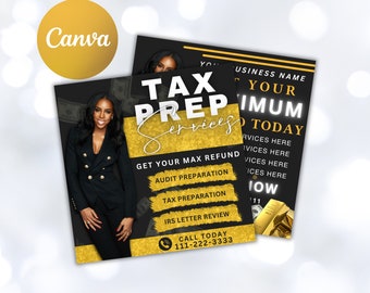 Tax Prep Flyer, Tax Prep Instagram, Tax Flyer Template, Preparation Flyers, Tax Prep Templates, Tax Preparation Post