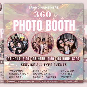 360 Photo Booth Flyer | Event Photography Rental Party| Animated 360 Photo Booth Flyer | Celebration Book Now Flyer | Photo booth Instagram
