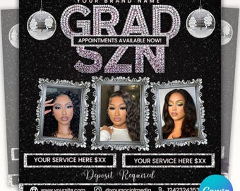 Graduation Booking Flyer, Graduation Special Flyer, Graduation Deals, Grad Books Open, Graduation Nail booking flyer, Hair, Lash Tech Flyer