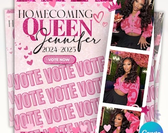 Vote Homecoming Queen Flyer, Homecoming Flyer, Campaign Flyer, Class Campaign Flyer, Election Flyer Prom Queen Flyer,Canva Editable Template