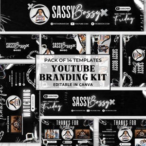 Youtube Branding Kit, Editable Youtube Banners, Intros & Outros and Logo, YouTube Channel Kit, Editable Canva Templates