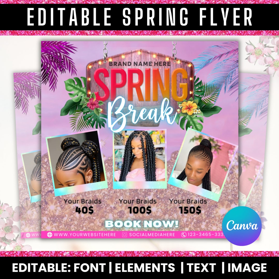 Spring Break Flyer, Spring Booking Flyer, Editable Spring Flyer ...