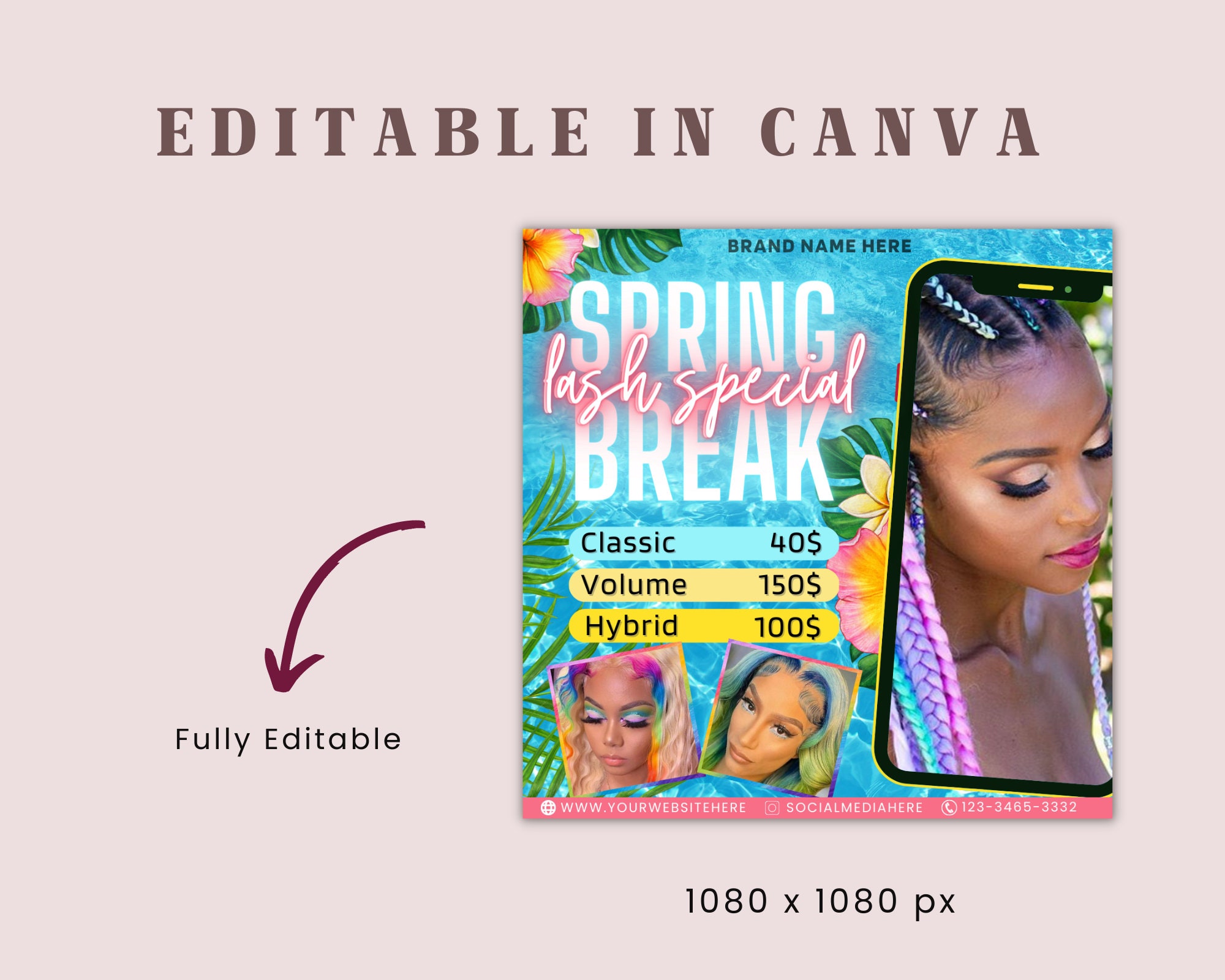 Spring Break Lash Special Flyer | DIY April Flash Sale Classic Volume ...