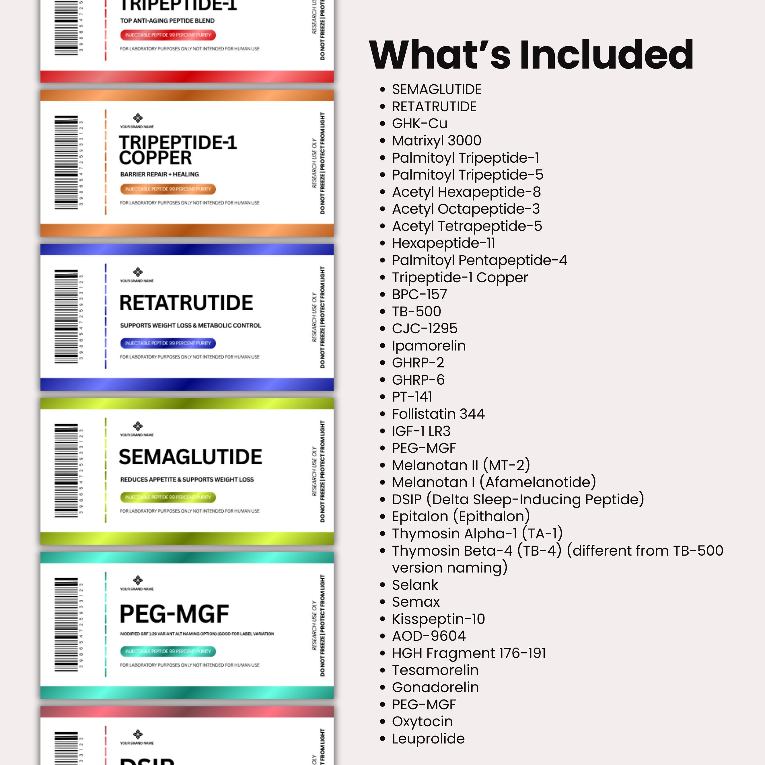 600+ Peptide Label Templates Bundle,printable Label for Peptide Therapy ...