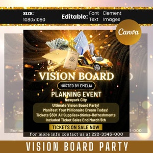 Editable Vision Board Flyer, Vision Board Flyer, Manifesting Event ...