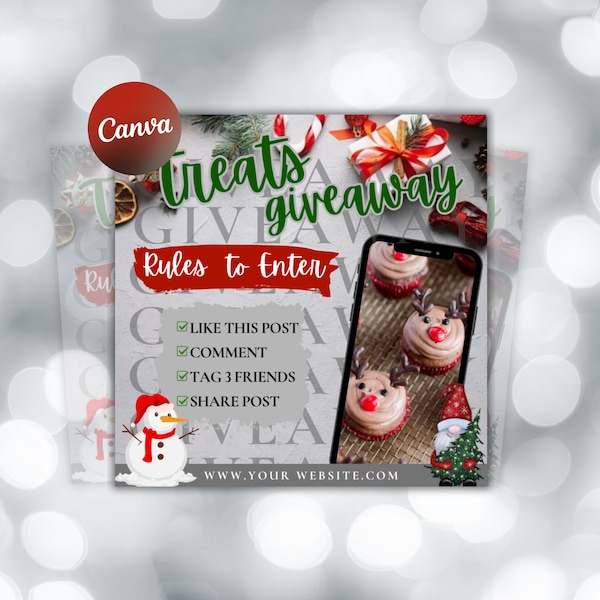 Christmas Treats Giveaway Flyer, DIY Canva Template, Sweets and Treats Giveaway, Social Media Giveaway Post, Instagram Flyer, Instagram Post