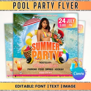 Pool-Party-Flyer, Sommerparty-Flyer, Sommer-Strandparty-Flyer, Dj-Party-Einladung, Sommerpause-Flyer, Sommer-Event-Flyer, Canva bearbeitbar