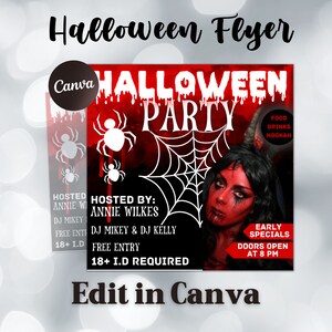 Halloween Flyer, Social Media Flyer, bearbeitbare Halloween-Party-Einladung, DIY Canva-Vorlage, Halloween-Party-Flyer-Canva