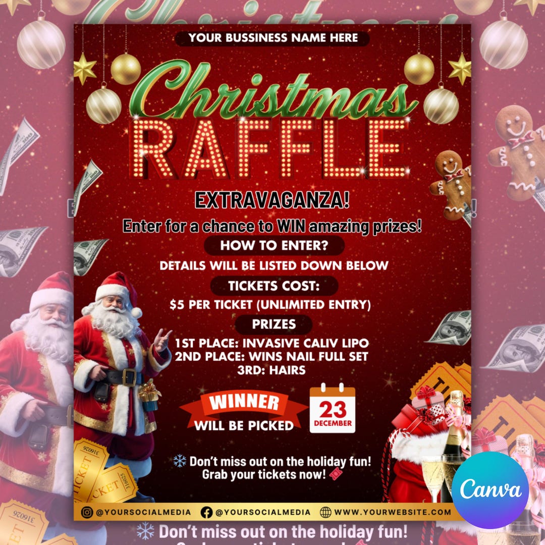 Festive Christmas Raffle Giveaway Flyer - DIY Holiday Flyer for Your ...