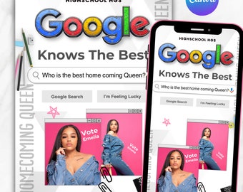 Homering Queen Google Poster, Heimkehr Poster, Google Heimkehr Kampagne, Klassenschatzmeister, Klassensprecher, Bearbeiten Sie dann das Druckplakat
