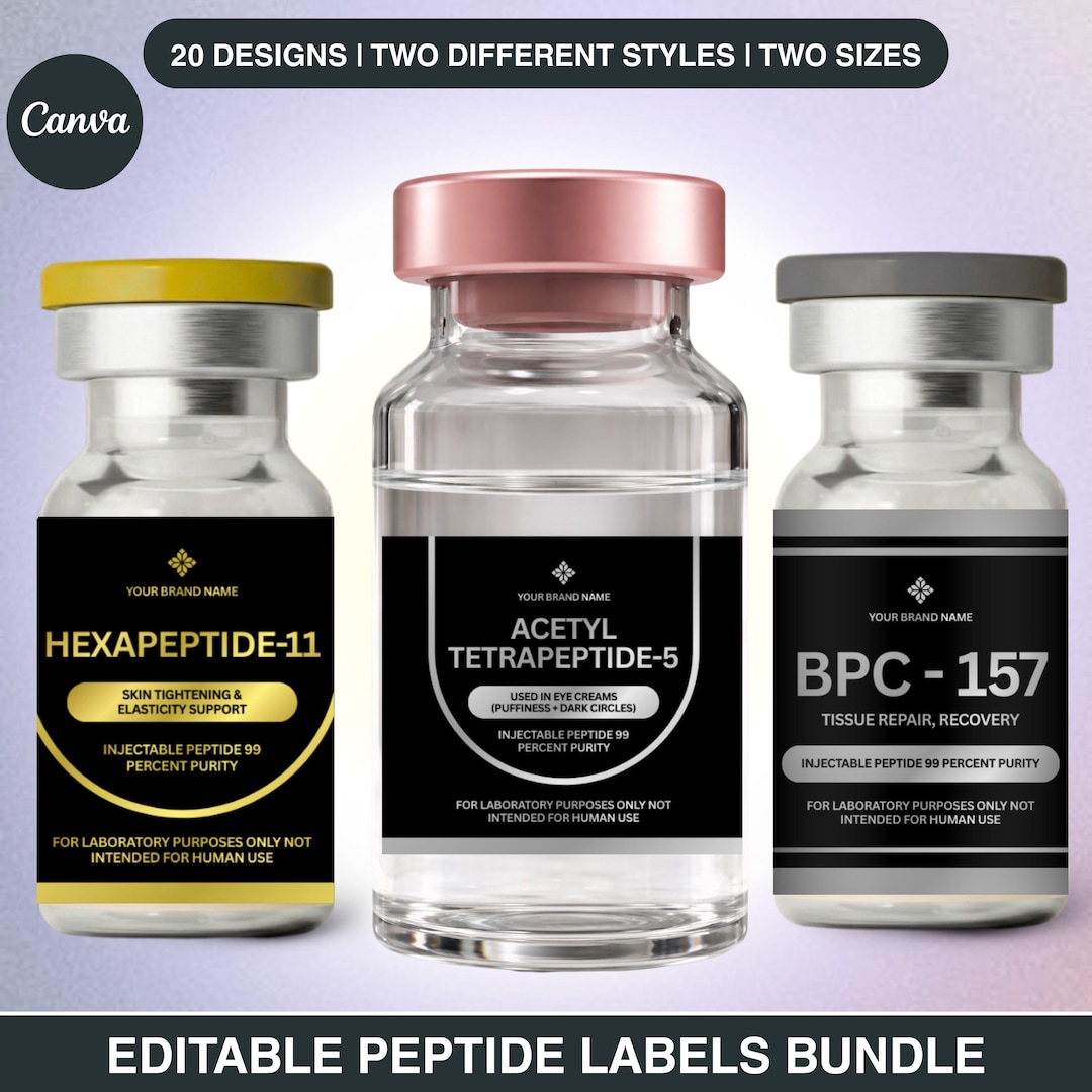Peptide Label Templates Bundle, Peptide Printable Labels, Peptide ...