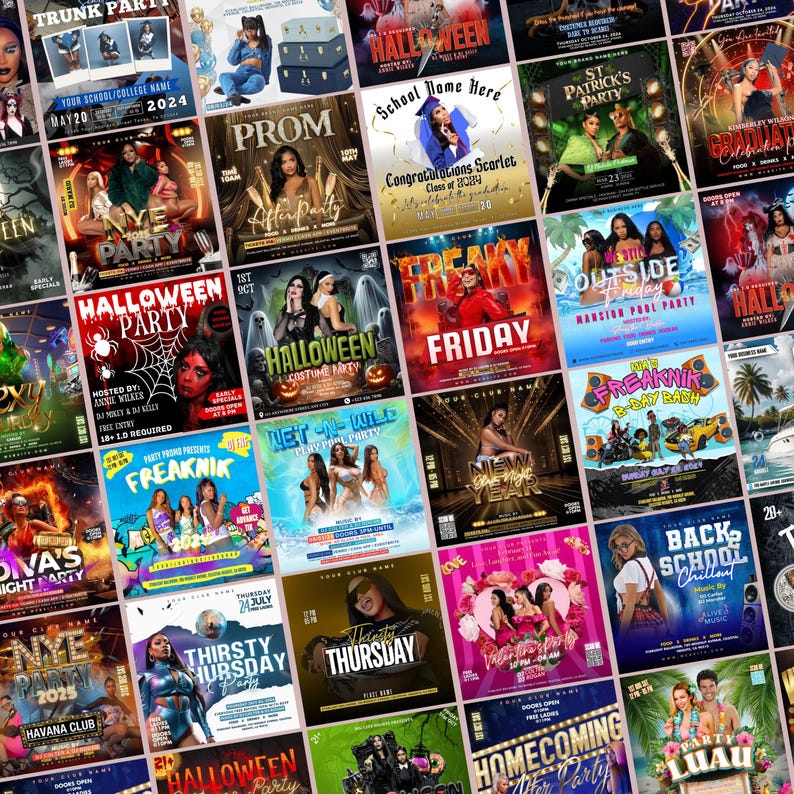 Party Flyer bundle, Editable Kickback Club Flyer, Freaknik Party flyer, Event Flyer, DJ Whiskey Night, Canva Template, Instant Download image 3