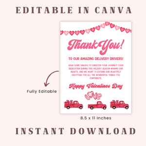 Valentine Delivery Driver Thank You Sign, Delivery Driver Snack Sign ...