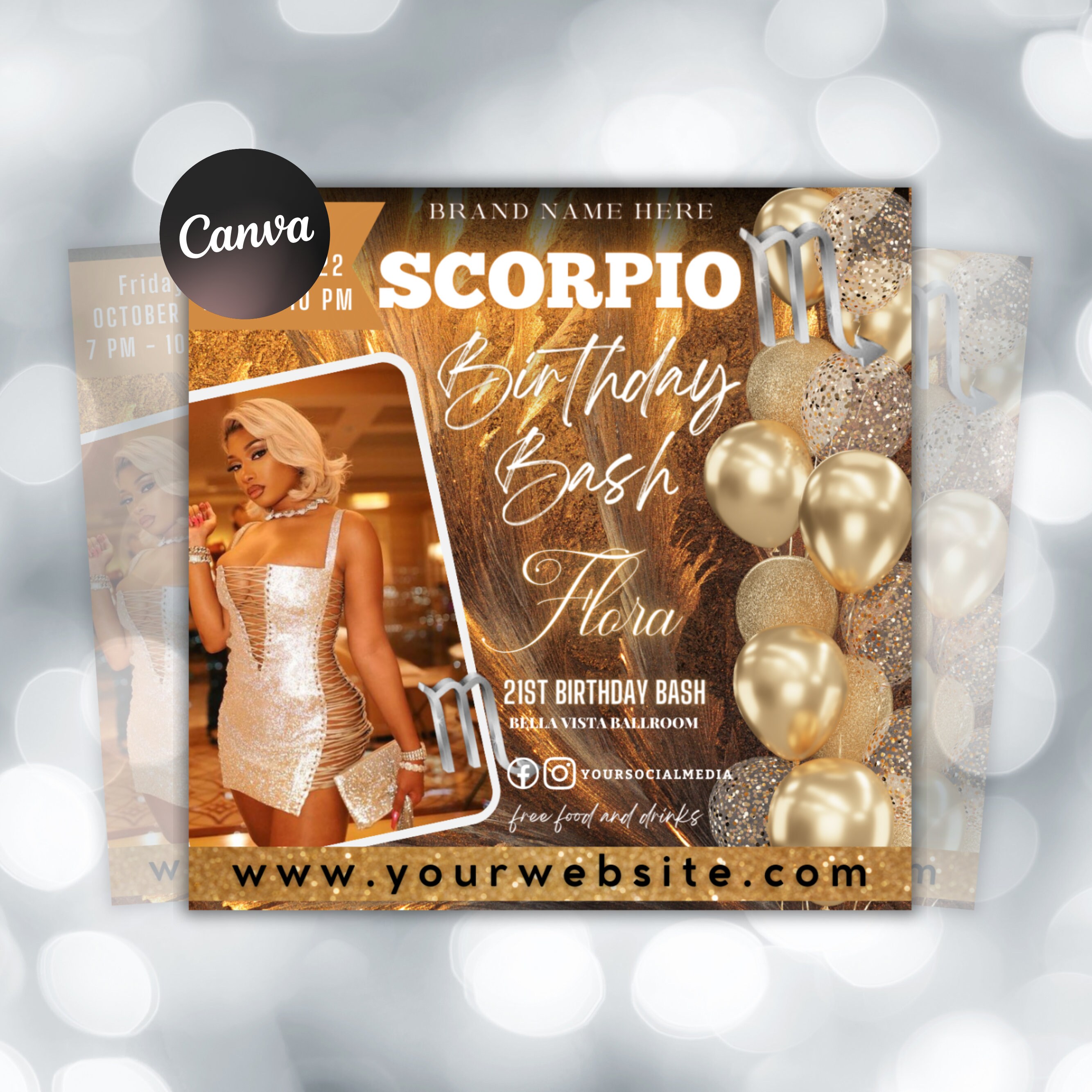 Scorpio Birthday Flyer, Birthday Template, Birthday Girl, Party Flyer,  Celebration Flyer, Birthday Event, Birthday Invite, Canva Flyer - Etsy