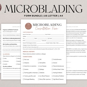 Microblading Forms, Editable Esthetician Templates, Microblading Consultation Form, Beauty Salon Forms, Editable & Printable, Canva Template